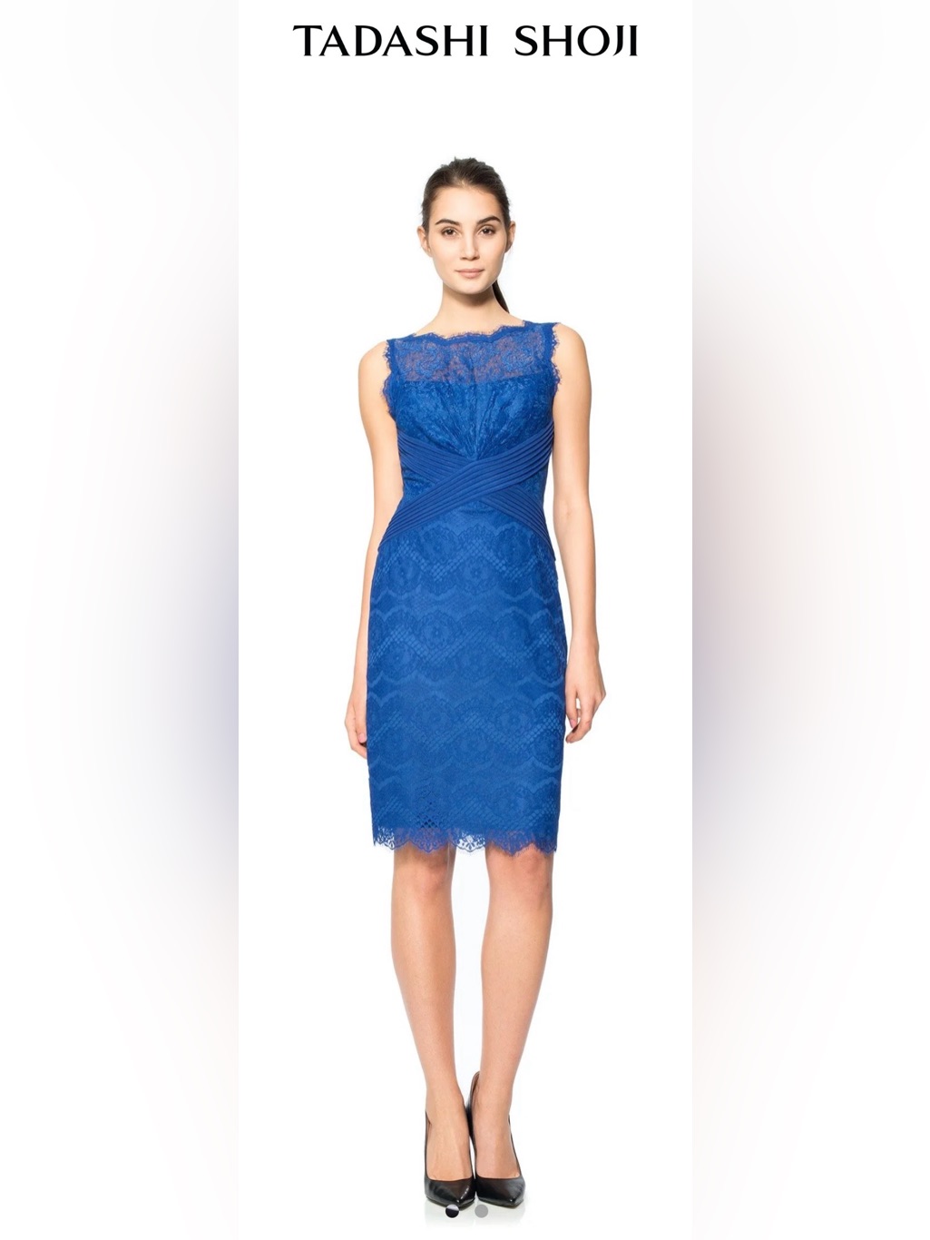 Tadashi Shoji Royal Blue Lace Sheath Dress Size 10 Wedding Guest Cocktail